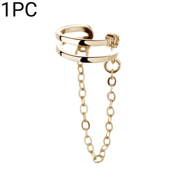 Sparkling Diamond Personalized Doublelayer Chain Cold Style Ear Clip Women Men