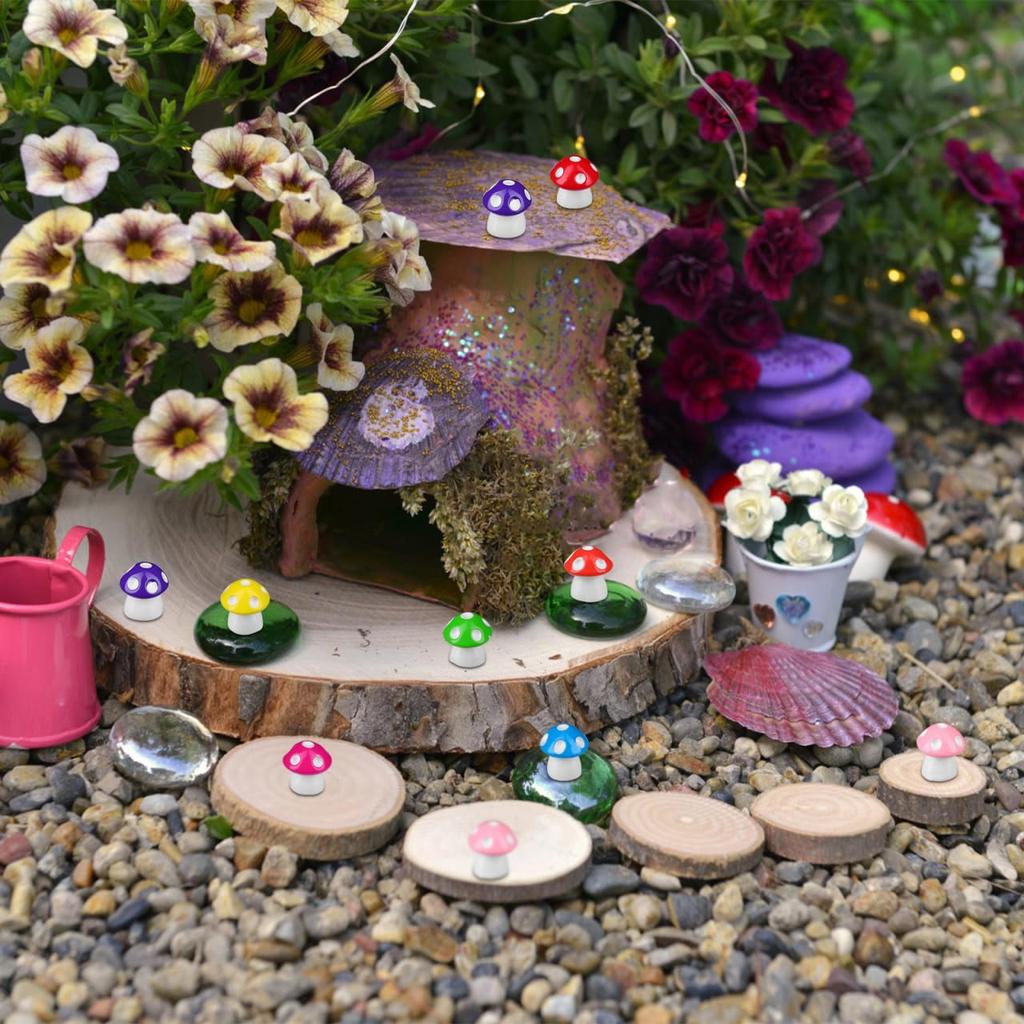 TOYANDONA 80 Pieces 8 Colors Mini Resin Mushrooms - Miniature Mushrooms, Cute Resin Terrarium Figurines, Tiny Fake Mushrooms, Fairies, Bonsai