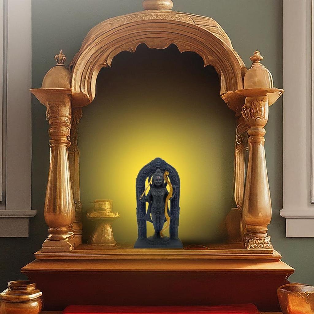 Divine 6-Inch Ram Lalla Idol - Handcrafted Poly Resin Statue for Home Decor and Worship | Ram Lalla 3D dol Statue Showpiece Murti
