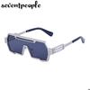 Steampunk Sunglasses Men  New Fashion Square Sun Glasses For Male Metal One-Piece Punk Sunglass Trendy Rectangular shades