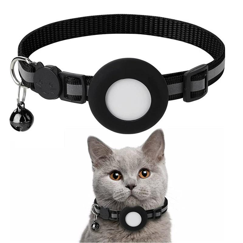2Pcs Cat Collar with Protective Case, Reflective Nylon Pet Collar with Safety Buckle & Bell, Anti-Lost Adjustable Collar