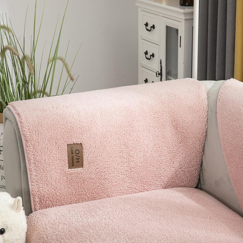 Lamb's Wool Sofa Cushion Winter Thickened Plush Winter Non-slip Sitting Cushion Simple Modern Sofa Cover Cover Cloth Towel