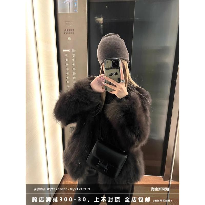 Fur Integrated Gray High-end Winter New Environmentally Friendly Fur Autumn and Winter Short Imitation Fox Fur Coat Women
