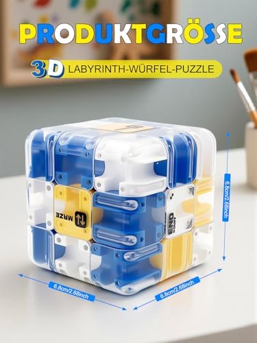 DealKits 3D Magic Cube Labyrinth Ball with Rolling Balls Complex Puzzle, 6.9cm Interactive Brain Training Stress Relief Game Toy