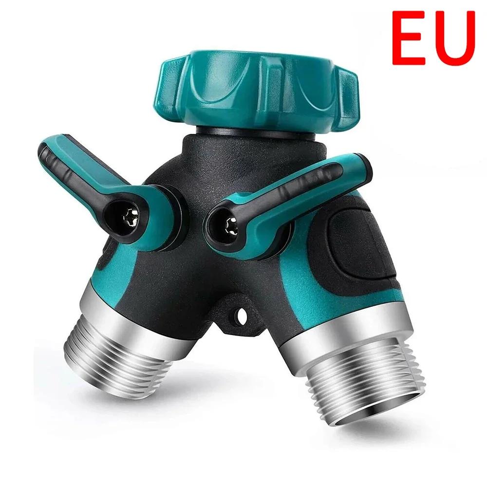 Horticultural Y-shaped Zinc Alloy Double-way Diverter Fitting for Irrigation, Adjustable Water Stop Valve, Water Pipe Connector