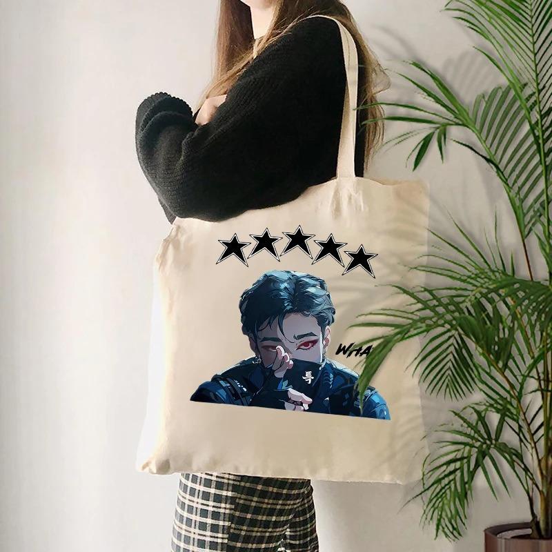 Creative Funny Letter Printed Canvas Tote Bag Shopping Handbag with Friendship Quote White Casual Shoulder Bags