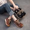 Spring and Autumn Genuine Leather Thick-Soled European Style German Training Shoes for Women