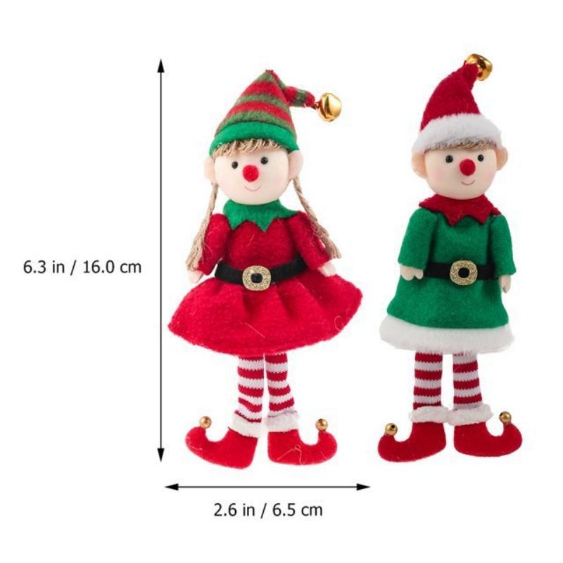 4-1PC Christmas Elves Stuffed Plush Dolls Hanging Ornaments Xmas Tree Decor Cute Boy Girl Elf Pendant Kids Gifts New Year Gifts