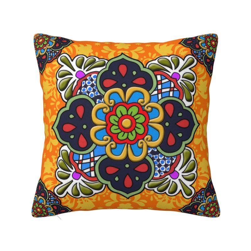 Custom Fashion Mexican Otomi Birds Texture Pillow Case 40x40cm Sofa Folk Floral Art Luxury Cushion Cover Car Pillowcase