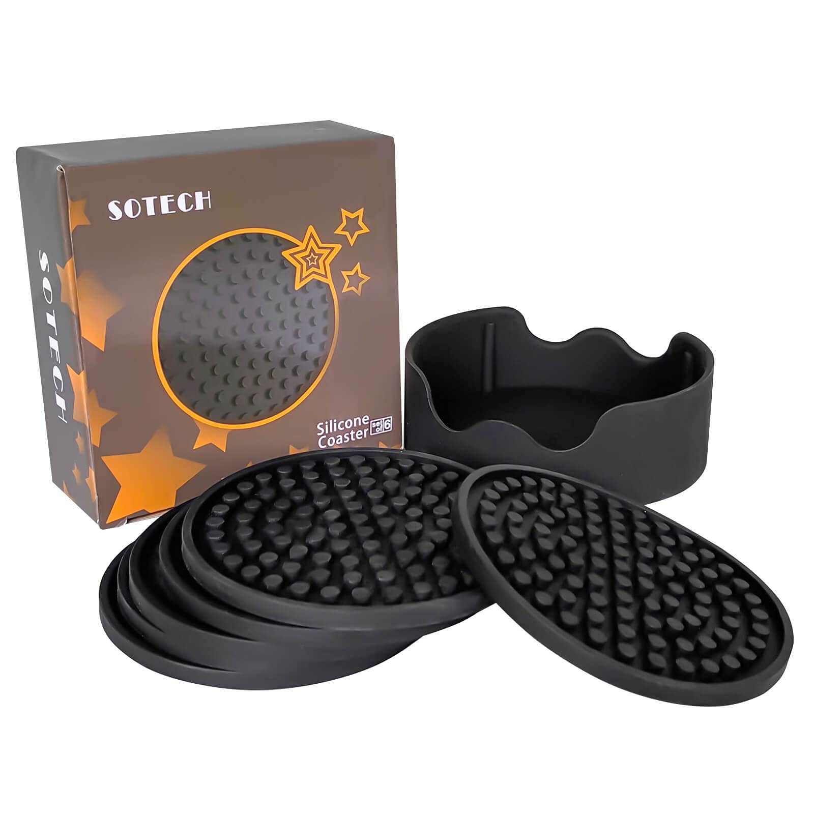 

Подставки SOTECH из силикона Изолированные для чашек Легко для напитков и домашних столов из с - Толстые, Нескользящие, Нелипкие, Коврики, Чистые, Противоскользящие (Набор 6, Круглый, чёрный