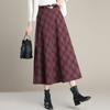 Woolen Plaid Pleated A-line Skirt - 2025 Winter Korean Style