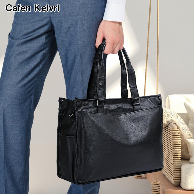 eather large-capacity business trip business briefcase computer top layer vegetable tanned cowhide casual men s handbag