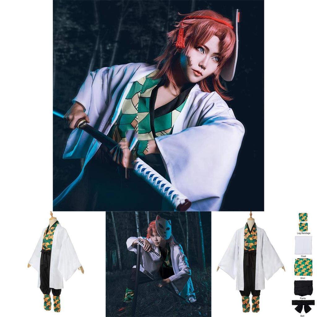 Kostium Cosplay Demon Slayer Kimetsu No Yaiba Sabito Wykwintny Zestaw Kimono Płaszcz Dla Fanów