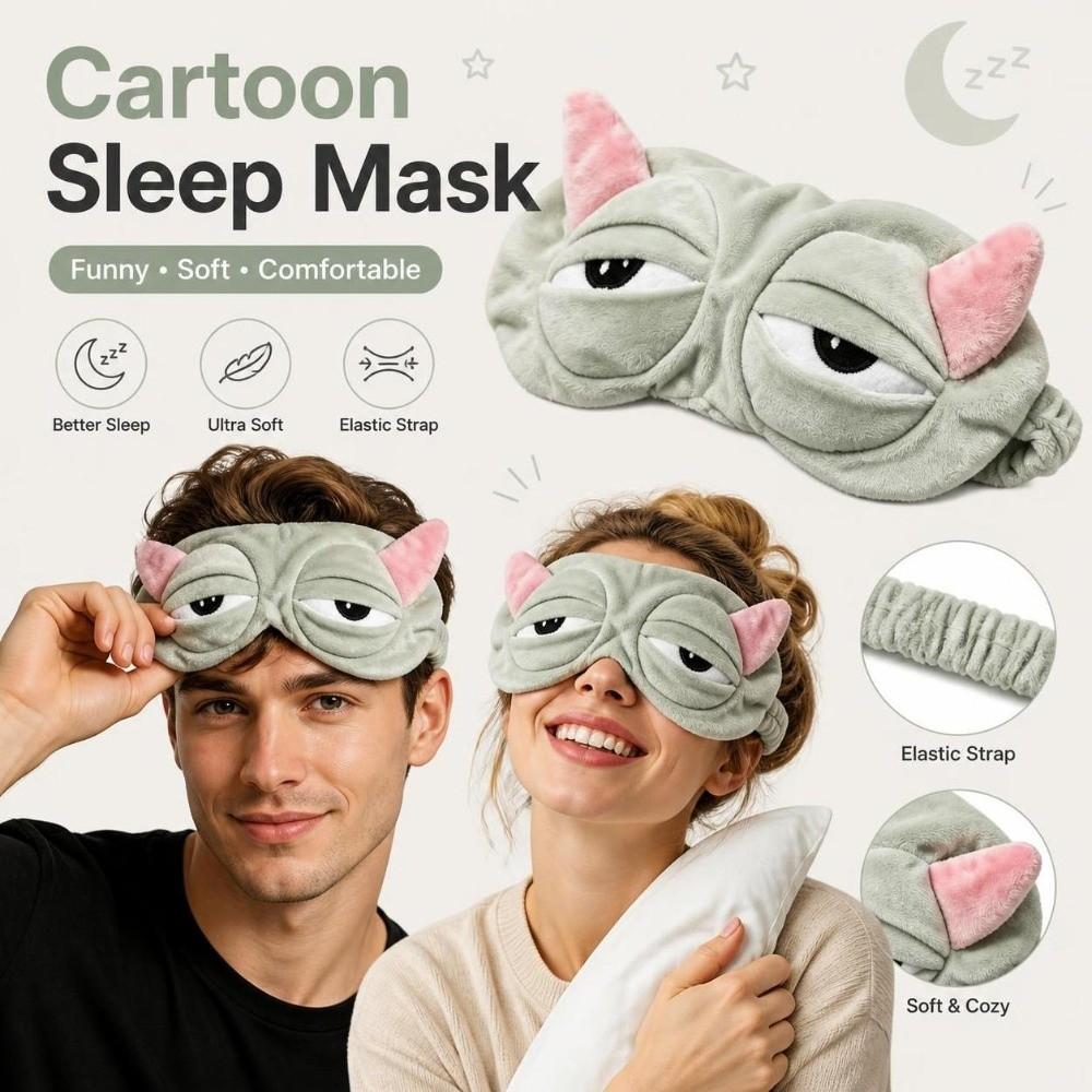 Cartoon Pattern Eye Cover Plush Comfort Blindfold Gifts Sleep Mask Travel Rest