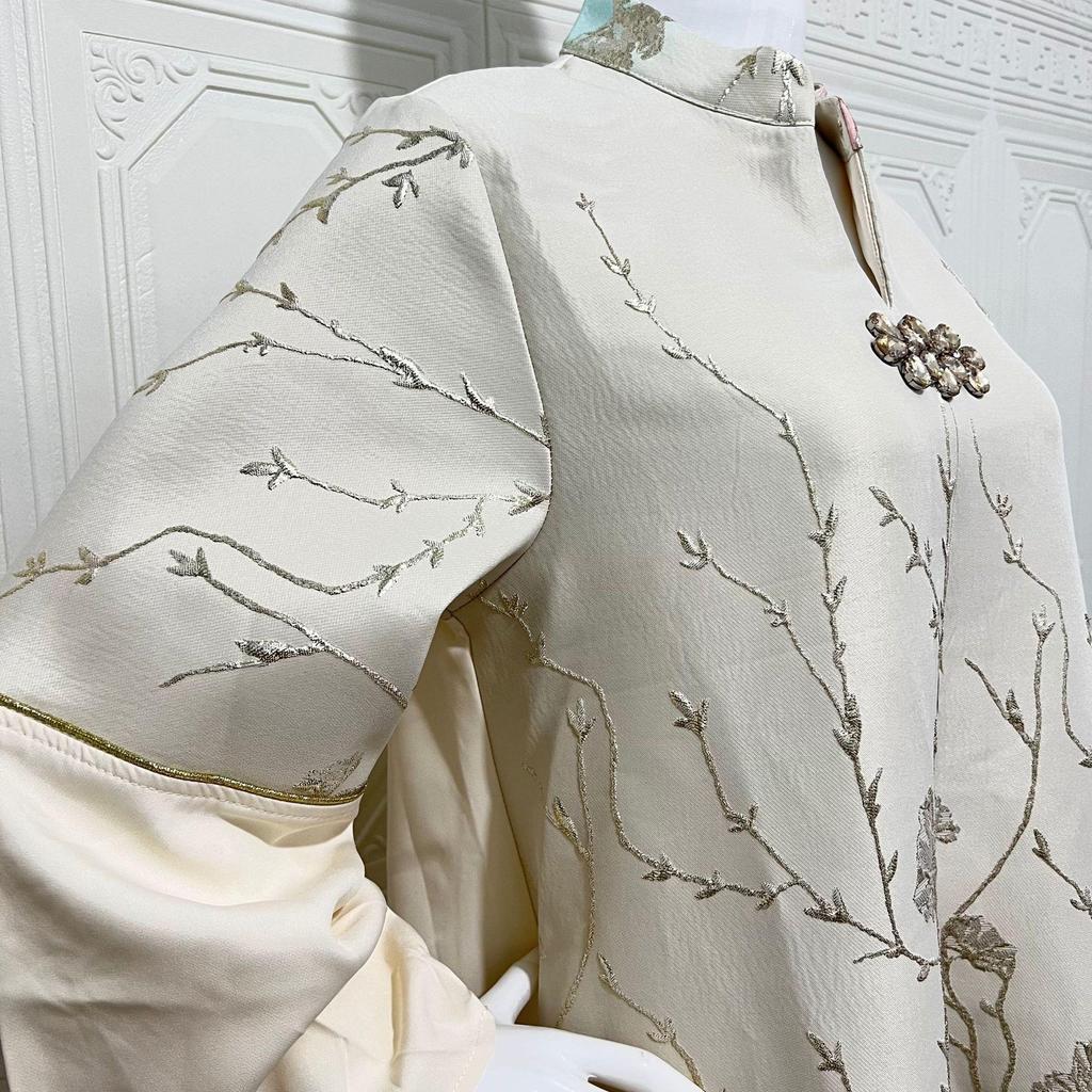 Luxuriöses Dubai Arabisch Muslimisches Besticktes Farbverlauf Langes Gewand