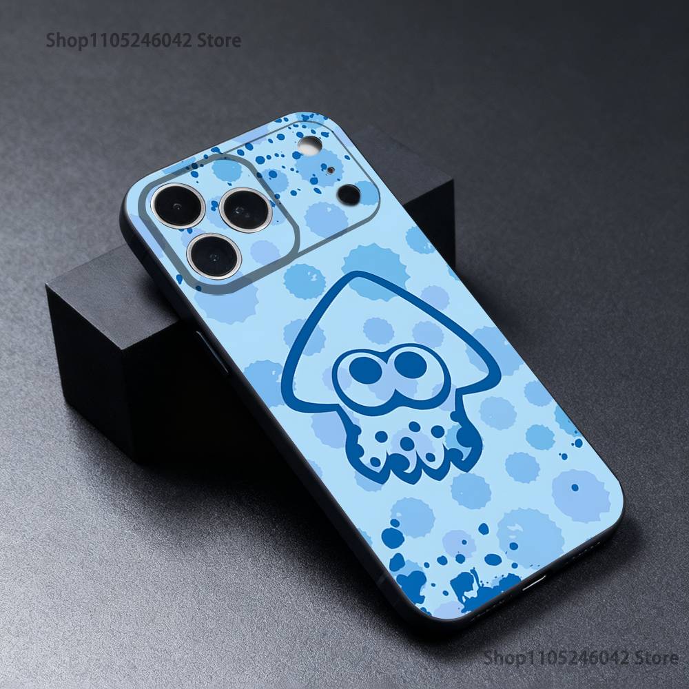 Custodia per Telefono Morbida Nera Gioco S-Splatoon Per iPhone 17,16,15,14,13,12,11,Pro,XS,Max,XR,Plus,E,SE4,Mini