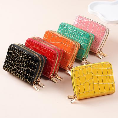 Card Case Ladies 2026 New High-end Document Storage Bag Stone Pattern Wallet Multi-card Coin Purse Double Zipper Bag
