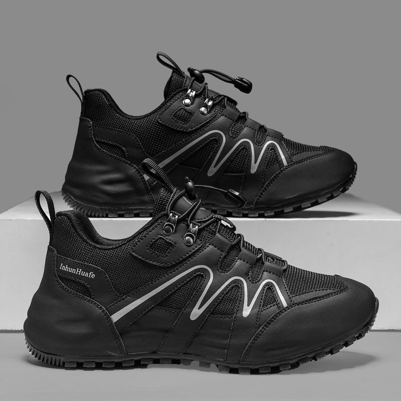 

Men s spring and summer casual sports shoes non-slip and wear-resistant versatile retro outdoor hiking off-road hiking shoes 45 чёрный