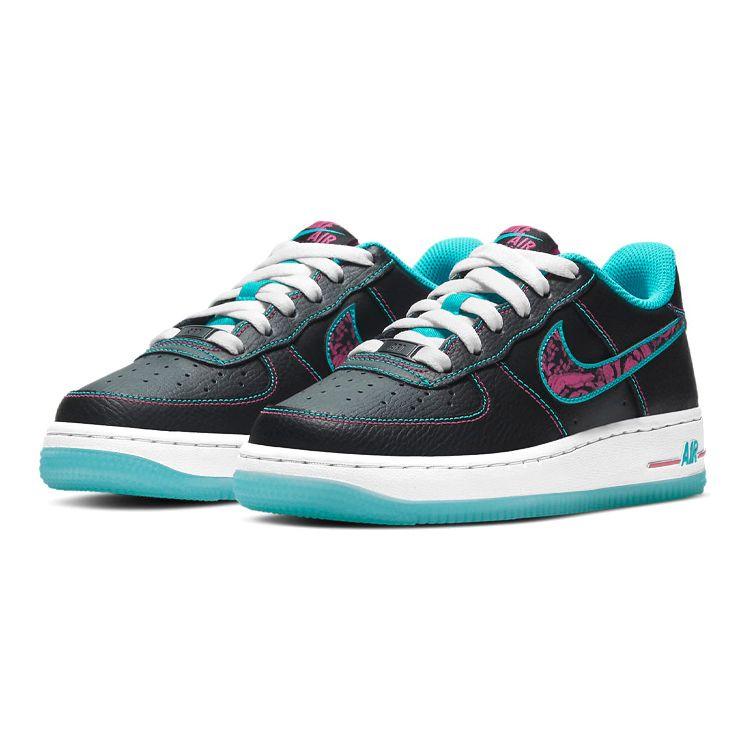 Nike Air Force 1 LV8 1 GS Miami Nights Kids Sneakers Black Light-Blue-Fury White DD9207-001