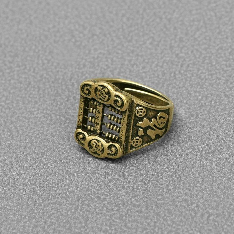 Brass Abacus Rings Adjustable Ring Fengshui Copper Gifts Accessories Statuette