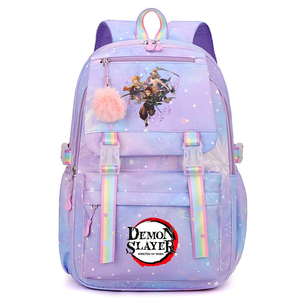 Roztomilý anime batoh s potiskem Demon Slayer pro dospívajícího studenta Školní taška Velkokapacitní Vodotěsná Cestovní taška Dárek
