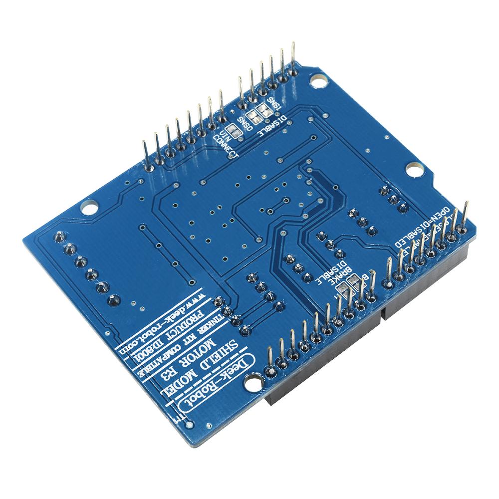 Die Arduino L298P Motortreiber-Erweiterungsplatine kann direkt an Arduino UNO-, Leonardo- und Mega2560-Boards angeschlossen werden.