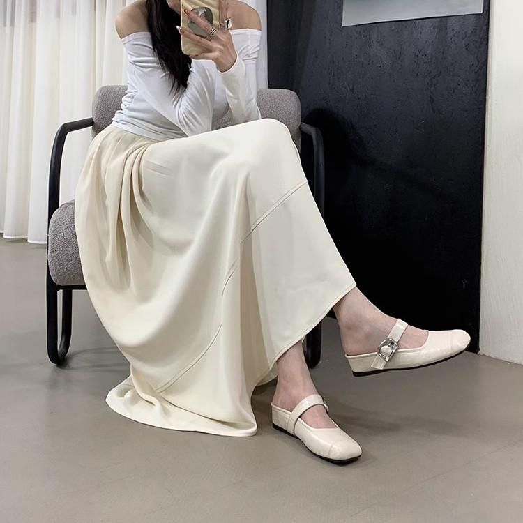 IPPEUM Women Ballet Flats Shoes Square Toe 2025 Slippers Black Brown Mules Shoes