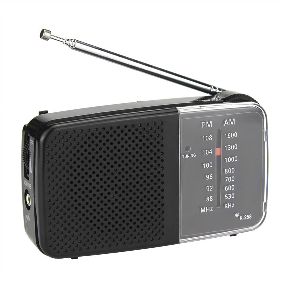 AM/FM Radio with Speaker Mini Transistor Radio with Strap Battery Powered Radio Telescopic Antenna for Emergency Use