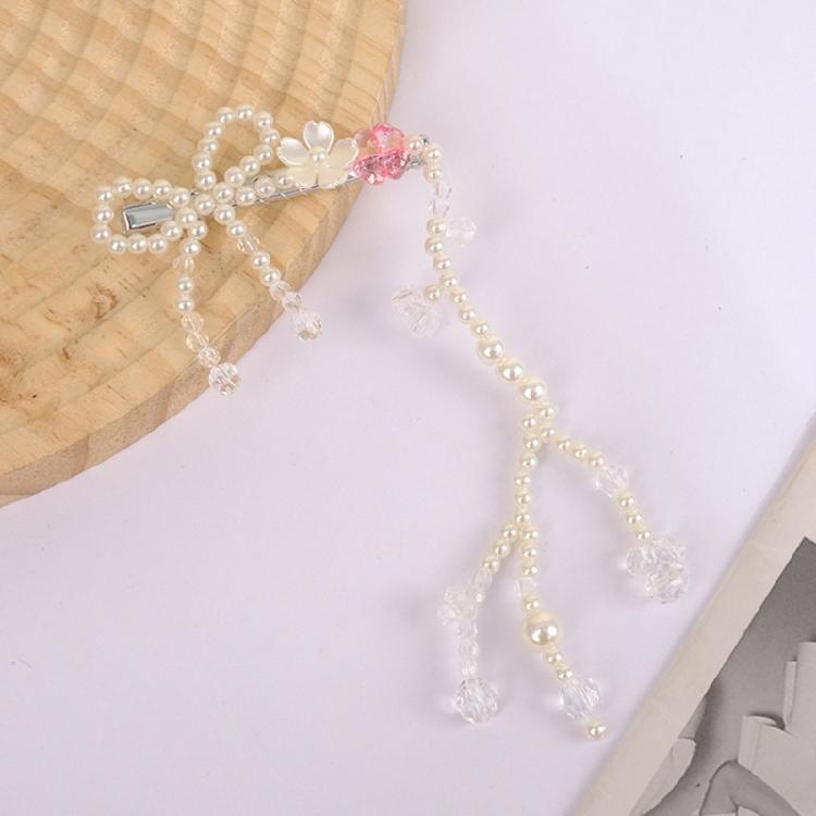 Imitation Pearls Bead Bowknot Hairpin Stylish Barrette Accessory for Women Girls