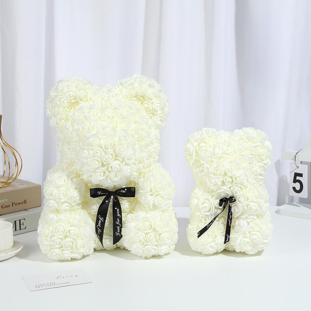Artificial Flowers 25cm Rose Bear Girlfriend Anniversary Christmas Valentine's Day Gift Birthday Present For Wedding Party