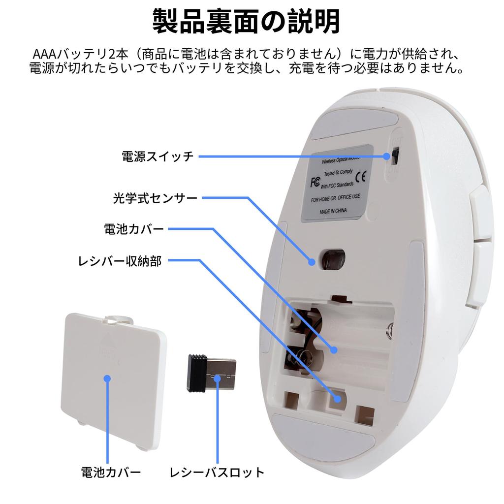 Wireless DPI 6 High Compatible with and Laptops Mouse, 3-Level Adjustable, USB, Buttons, 2.4GHz, Quiet, Cordless, Ergonomic, Battery-Operated,