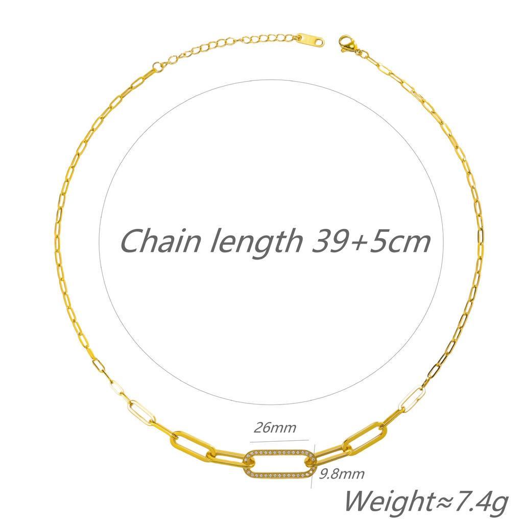 Wind Titanium Steel Diamond Chain Necklace Light Luxury Niche Design Female Collarbone Chain