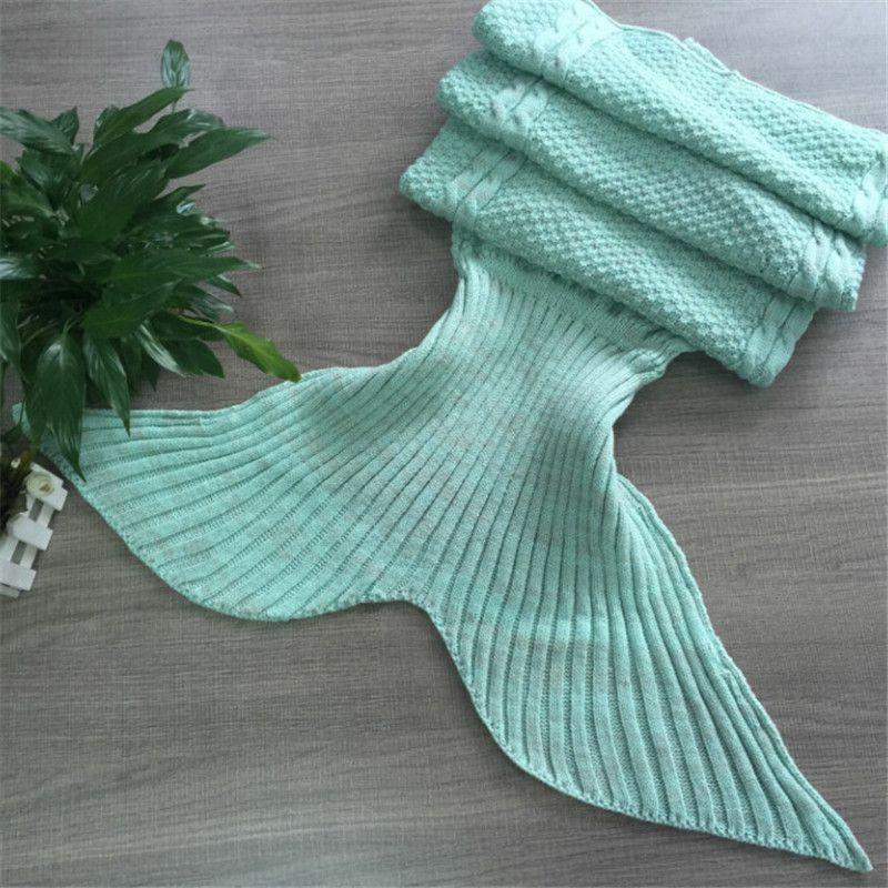 

Plush Mermaid Tail Cocoon Blanket Knitted From Durable Acrylic Fabric For All Ages Kid зелёный