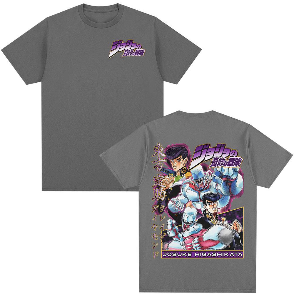 Anime JoJo Bizarre Adventure Josuke Higashikata Tshirts Mens Women Cotton Casual Oversized Short Sleeves T Shirt Streetwear
