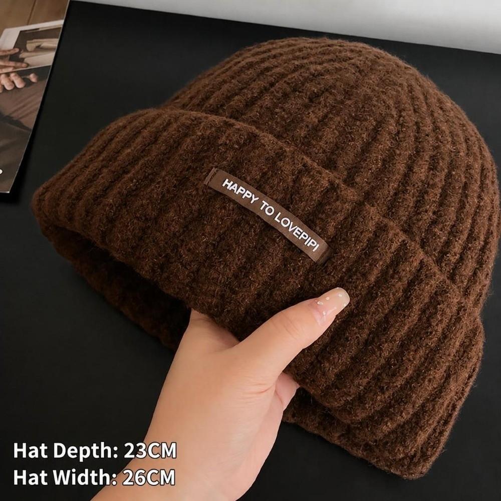 Thick Warm Knitted Beanie Hat Polyester Winter Beanie Hat Earflap Casual Beanie Hat  Cold Weather