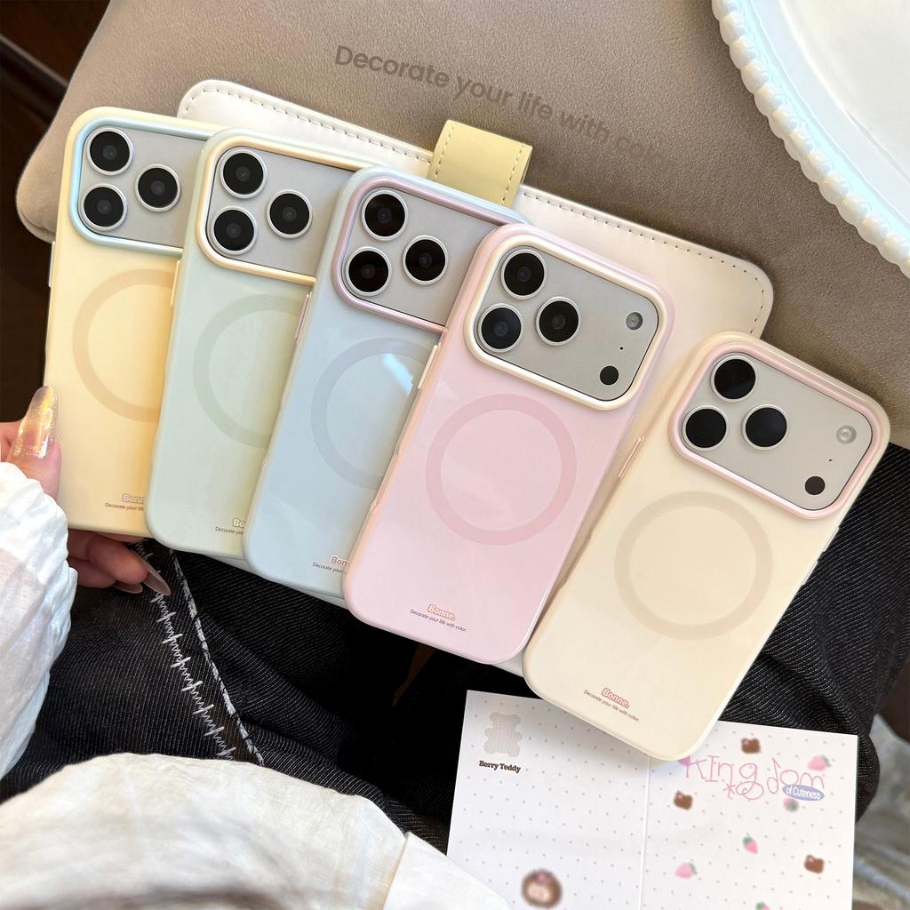 Niche Minimalist Magnetic Case Suitable for Apple 17 Pro Max, iPhone 16, Korean Style Ins Soft Case for 15, Macaron Color