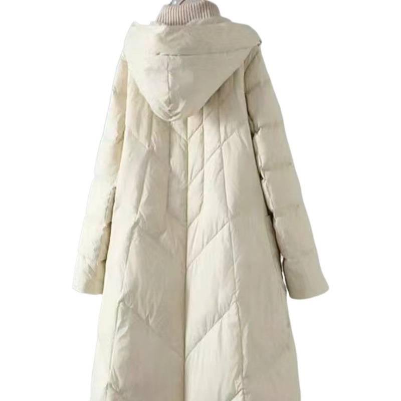 Neue Daunen Baumwollkleidung Übergröße Fette Damen Winter Mittel und Lang Locker Knie Verdickter Baumwollmantel