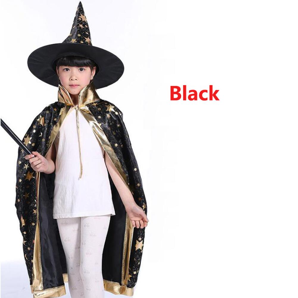 2Pcs/Set Children Halloween Chrismas Party Cosplay Costume Star Wizer Cloak Cap Hat