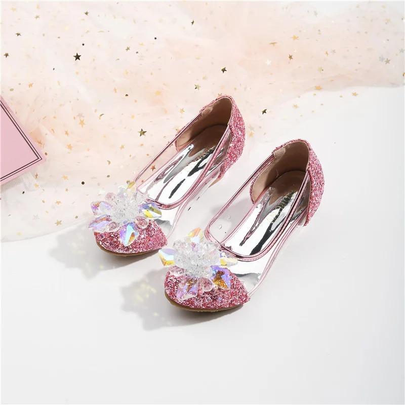 

Princess Shoes Girls Sandal Summer Children s Shiny Snow Fairy Party High Heels Crystal Shoes 35