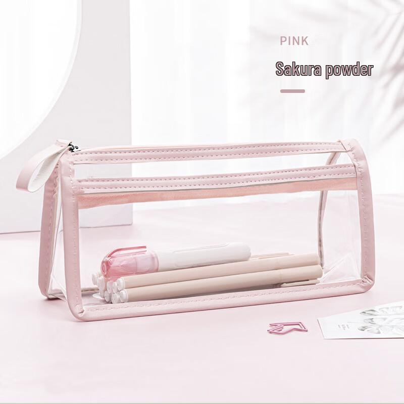 Velkokapacitní průhledné dvouvrstvé pouzdro na tužky se zipem (5-balení)