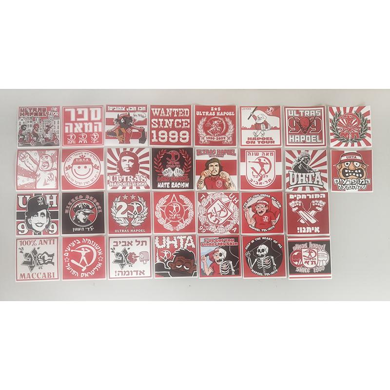 9*9cm Waterproof Hapoel Tel Aviv FC Ultras Hapoel On Tour 100% Anti Maccabi Decoration Stikers for Car Bag Cup Wall Fridge 1 Set - 30 pieces