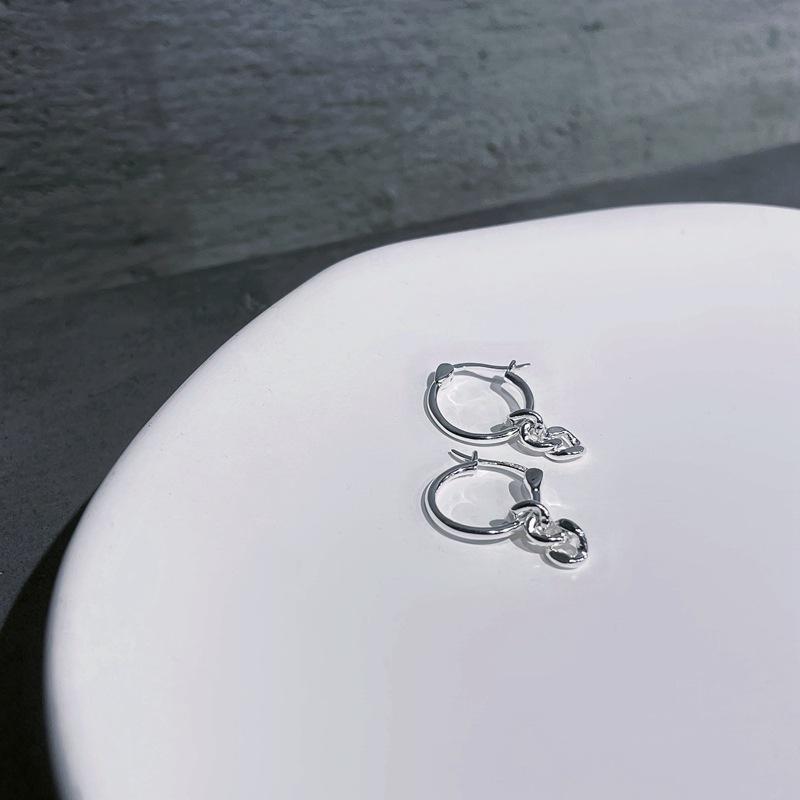 Geometric S925 Sterling Silver Chain Earrings - Personalized Cool Style for Women with Niche Design Temperament