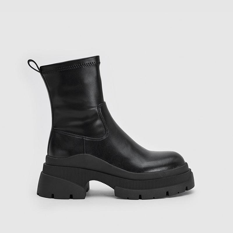 2025 NEW Basic Women Ankle Boots Casual Concise Leather Round Toe Thick Heels Working Shoes Autumn Winter Botines De Mujer Boots