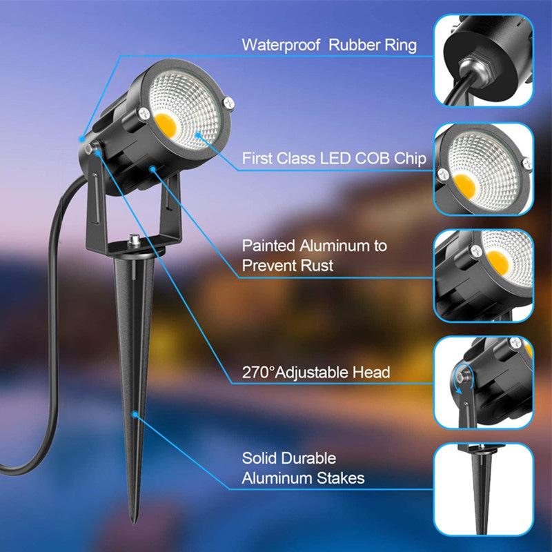 7W Waterproof LED Outdoor Landscape Spotlight for Trees and Lawns