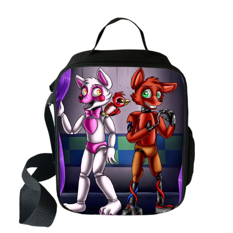 Large Capacity Five Nights At Freddy's 3d Printed Insulated Lunch Bag For Versatile Use