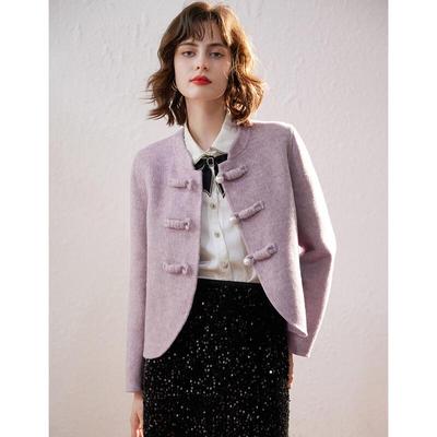 Women's Retro Chinese Style Frog Button Double-faced Wool Coat