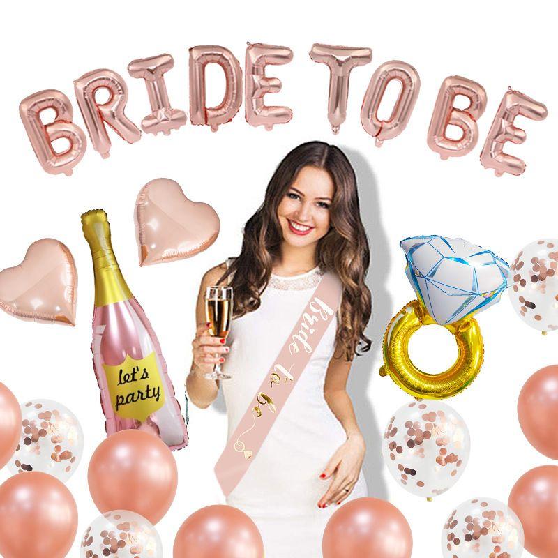 

Bride Party Theme Bride To Me - Letter Bottle Diamond Ring Aluminum Film Balloons Set - Bride Party Decorative Items set 1