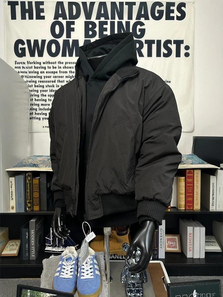 Herrar Amerikansk Stil Överdimensionerad Bomullsfodrad Vinter Pilotjacka med Tre-bevis Ståkrage