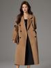 2025 Autumn/Winter Women's Extra Long Loose Wool Cashmere Double-Breasted Coat 101801