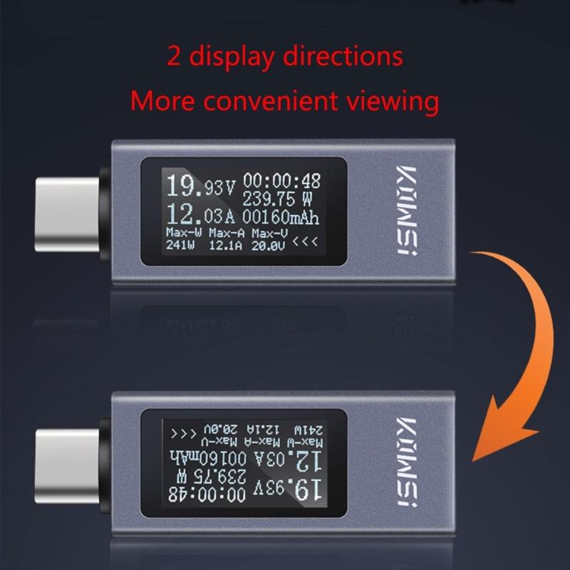 KOWSI Voltage Current Tester USB C Meter Tester Voltmeter Ammeter Detector USB C Charging Detector LED Display Portable
